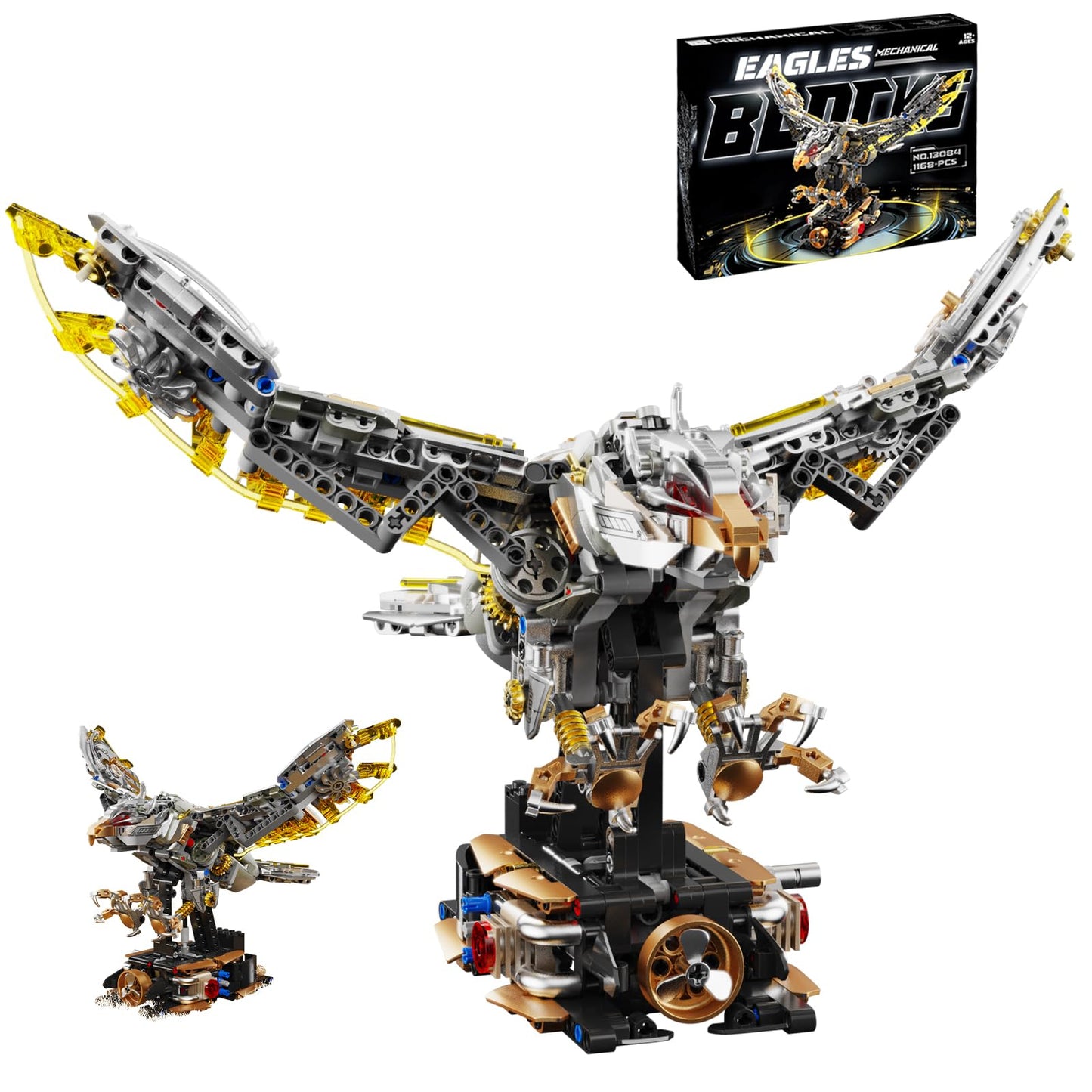 CSNRHG Mechanical Eagle Building Block Set 3D Poseable Model with Articulated Wings & Talons STEM Toy for Kids & Adults Ideal Gift for Engineering, Nature & Animal Lovers