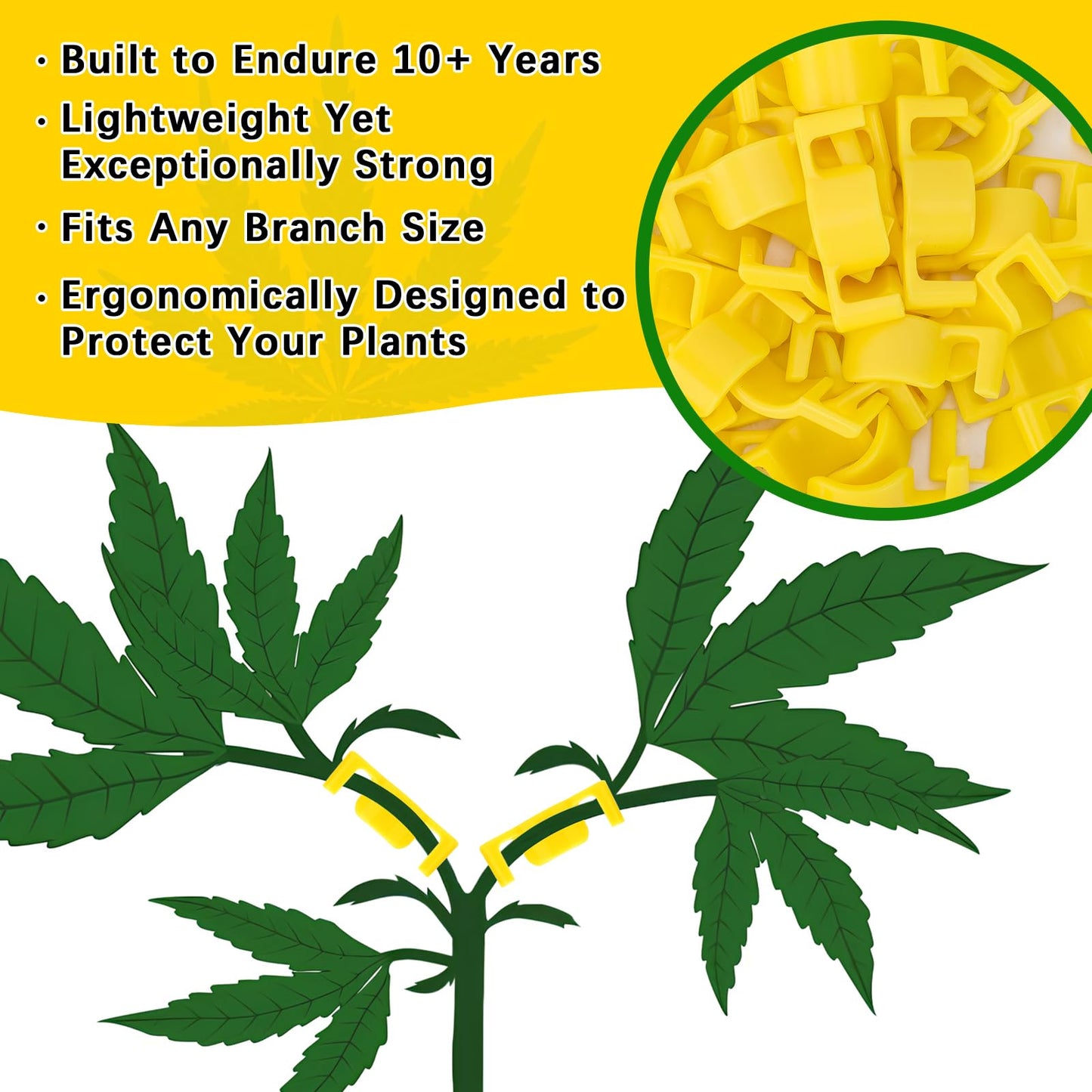 40 Pack LST Plant Training Clips – Durable & Reusable Stem Support for Low-Stress Training – Fits All Growth Stages