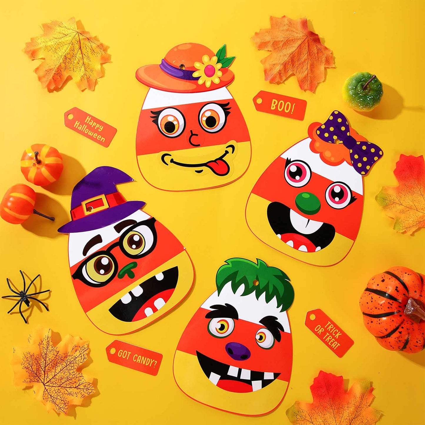 Sumind 36 Sets Halloween Craft Kits for Halloween Candy Corn Sticker DIY Arts Craft Trick or Treat Decorations Fun Home Activities for Party Supplies Arts