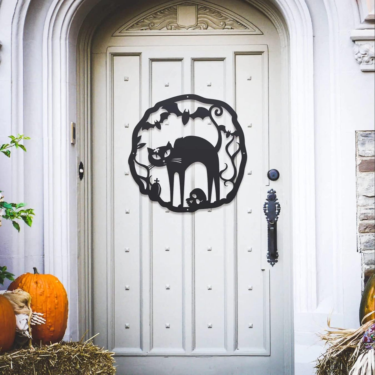 RealSteel Halloween Decoration, Indoor or Outdoor Wreath Front Door Sign, Wall Decor, Door Sign