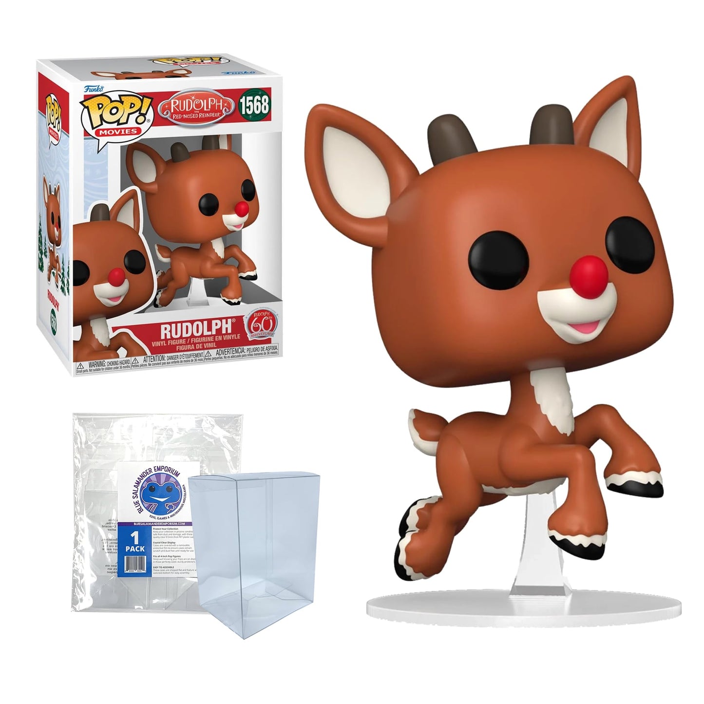 Blue Salamander Emporium Protective Case Bundle – Includes Rudolph (Flying) #1568 Vinyl Figure, Collectible Gift Idea