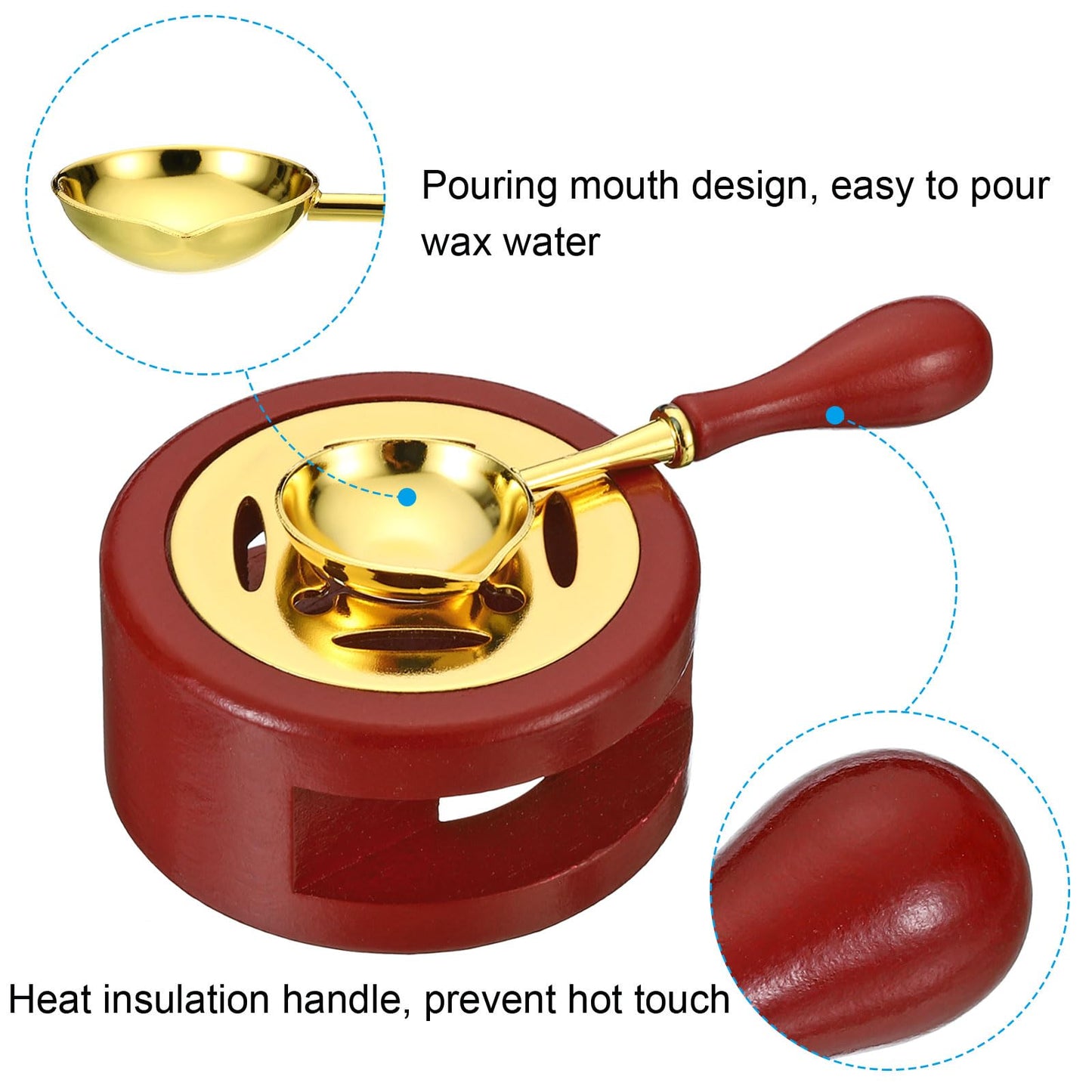 PATIKIL Wax Seal Kit, 2 Set Wax Seal Warmer Melting Spoon Wax Seal Stamp Handle Melt Stove Pot Furnace Tool for Melting Wax Sealing Beads, Red