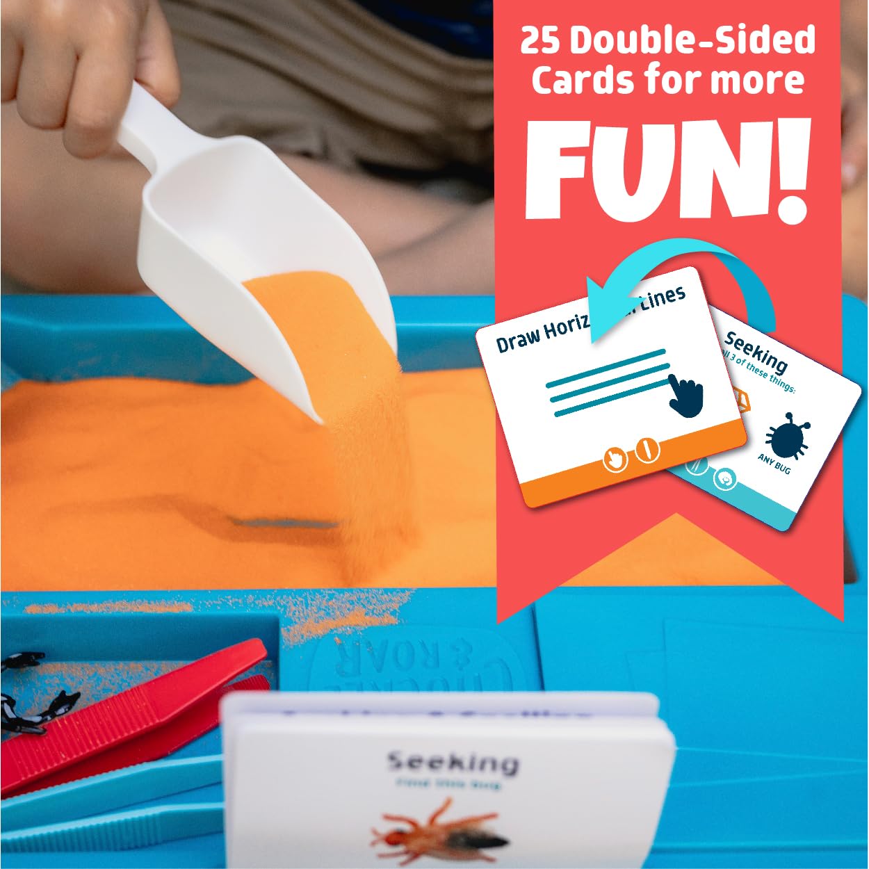 Chuckle & Roar - Sensory Bin - Tactile Learning for Toddlers - Montessori Preschool Activities - Plastic Storage Bin for Travel - Kids Activity Set