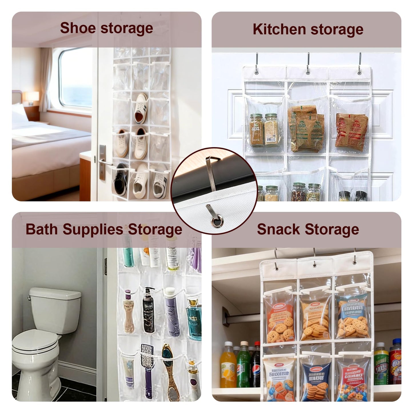 Bifrgmy 2 Pack Clear PVC Classroom Headphone Storage Organizer - 30 Pocket Over-the-Door Hanging Holder Bag for Headphones/Cell Phones, Includes 62 Labels