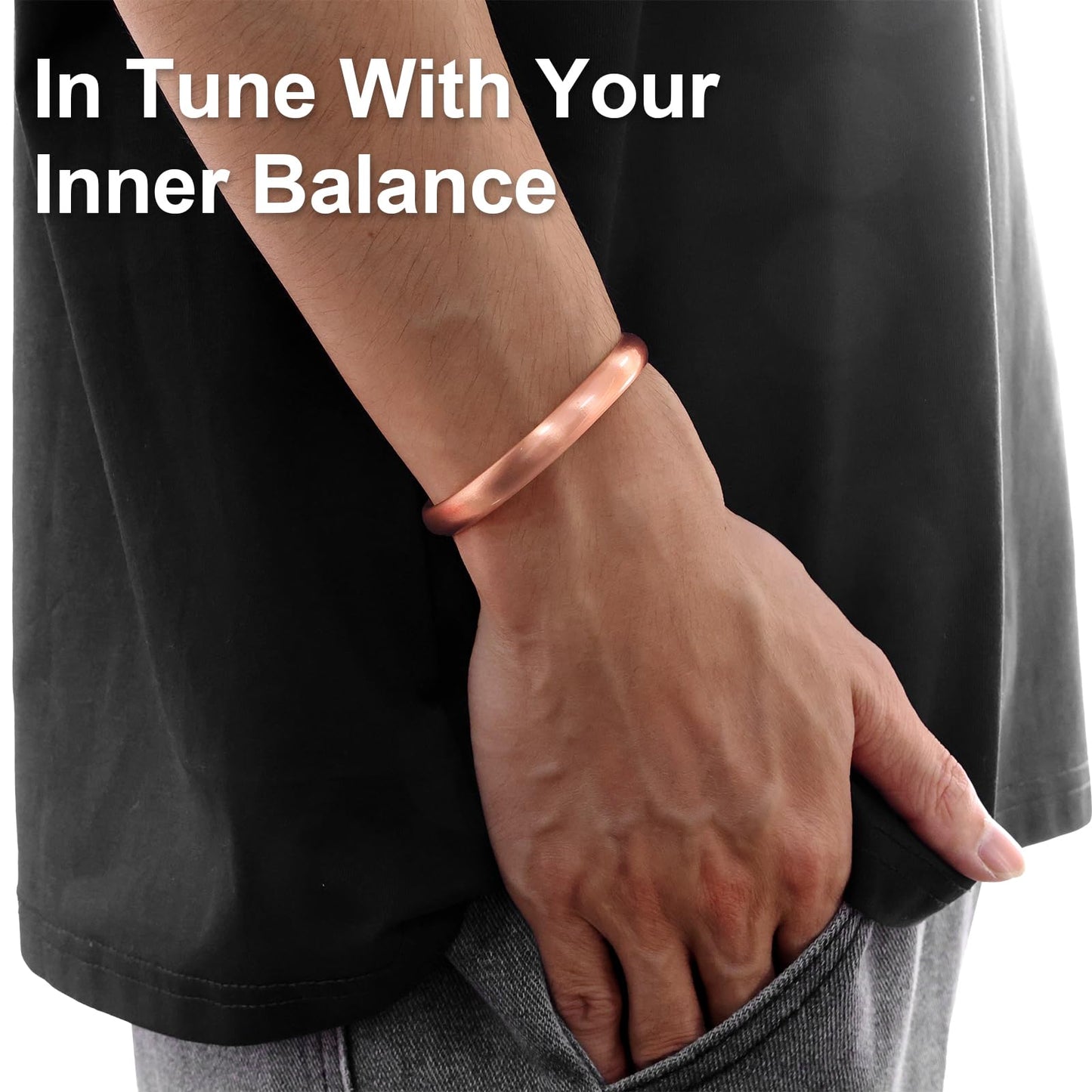 Fashtour Pure Copper Bracelet – Copper Bracelet for Men & Women – 100% Solid, Raw & Uncoated Handmade Hammered Tibetan Cuff Bangle (Copper651W8C)