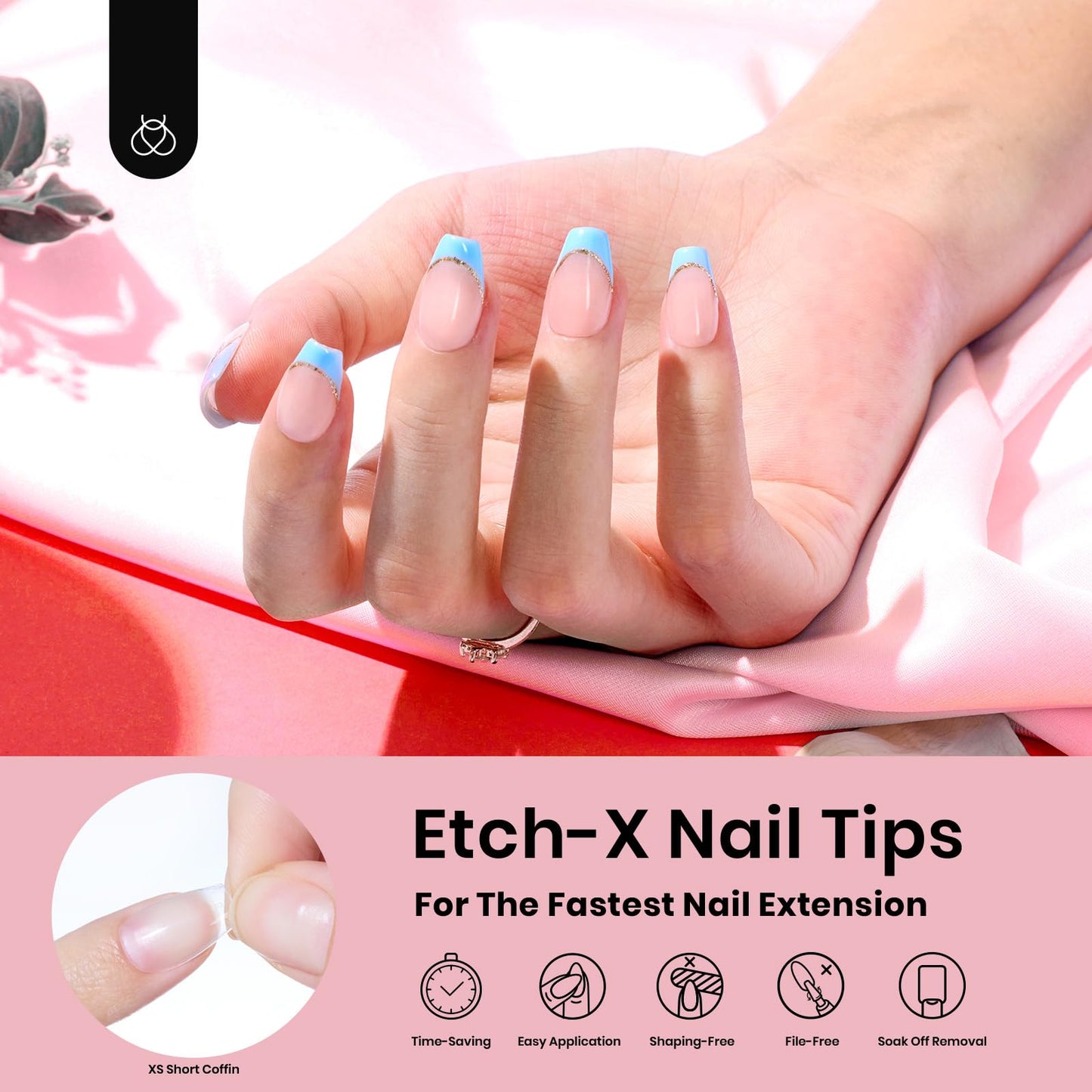 Beetles Gel Nail Tips Extra Short Coffin 576Pcs 12 Sizes - Pre-Etched Shaped Half Matte Soft Nail Tips Press On Nails Full Cover False Nails Acrylic Fake Nail Extension Kit Gift for Women