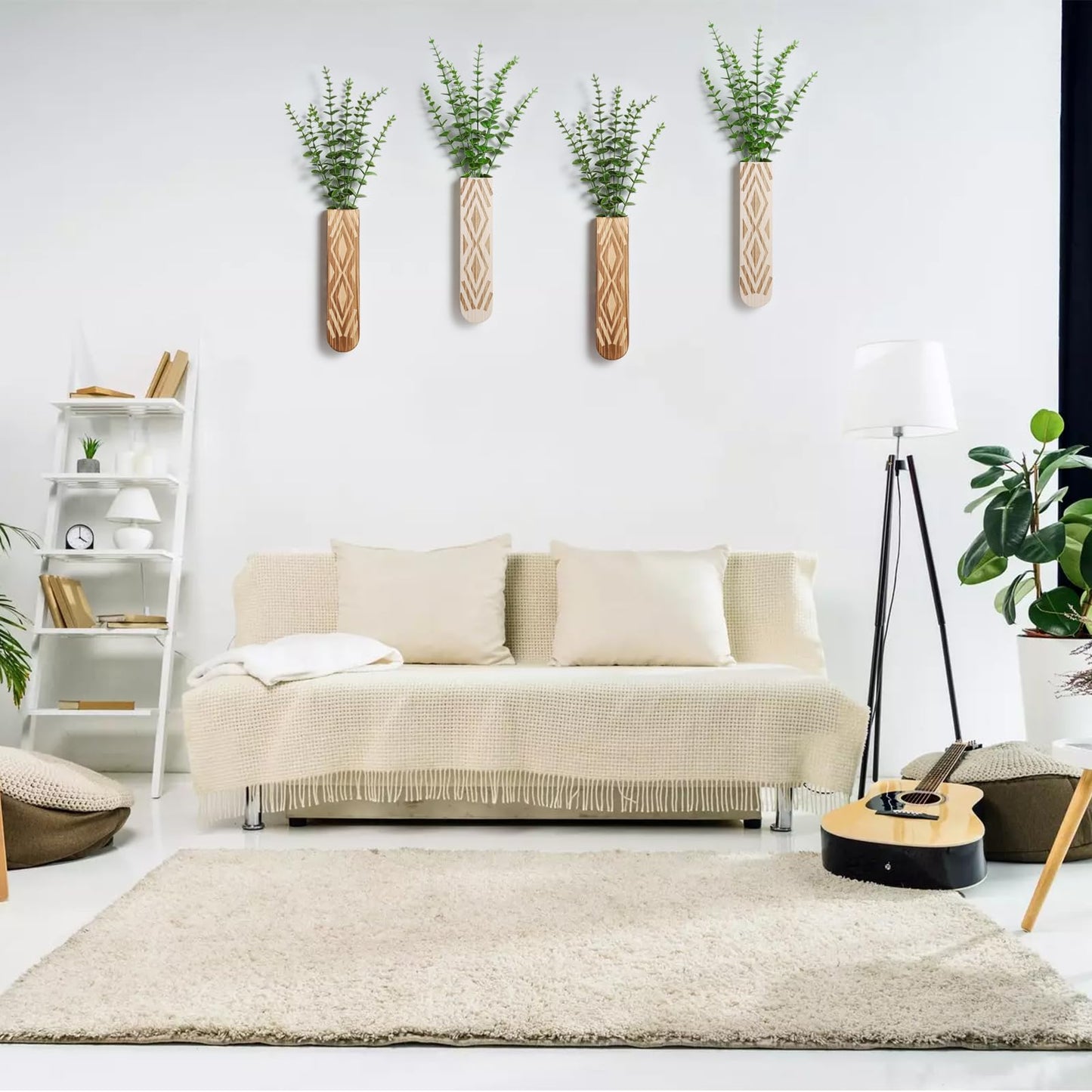 3 Pack Wood Wall Planter, Boho Wall Vase for Hallway Decor and Bathroom Decor, Modern Farmhouse Decor, Wooden Hanging Planter for Holding Dried Flowers and Faux Greenery