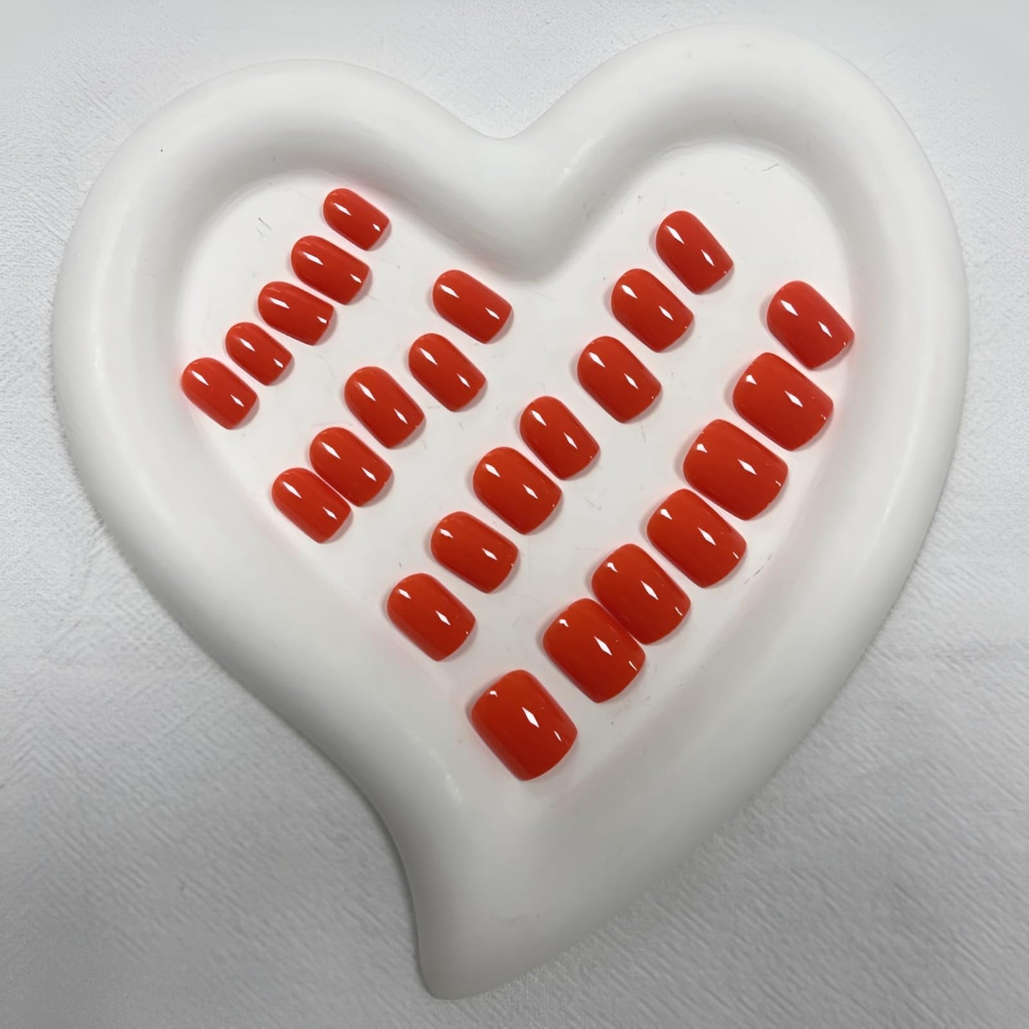 Red Press on Nails Short Square Fake Acrylic Solid Color False Glossy Glue on Stick on Nails for Women and Girls