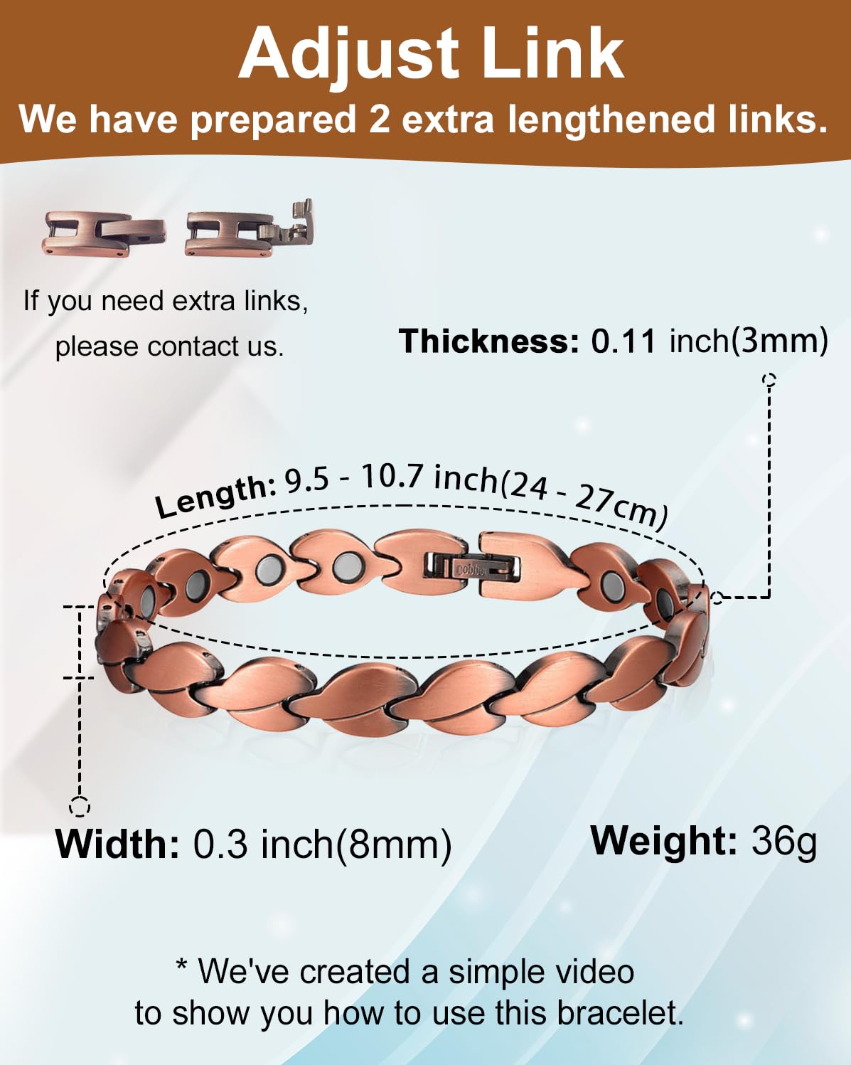 MagVIVACE Pure Copper Anklet for Women, Magnetic Ankle Bracelet with Magnet (Type C -2pcs)