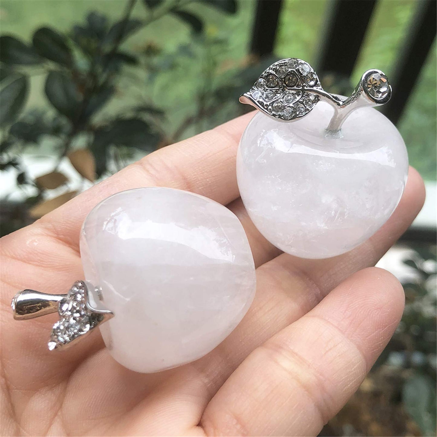 Fekuar Neyisaa Rock Quartz Crystal Apple Decor, Healing Crystals Pocket Stone Fruit Figurine Craft Home Decoration 30mm