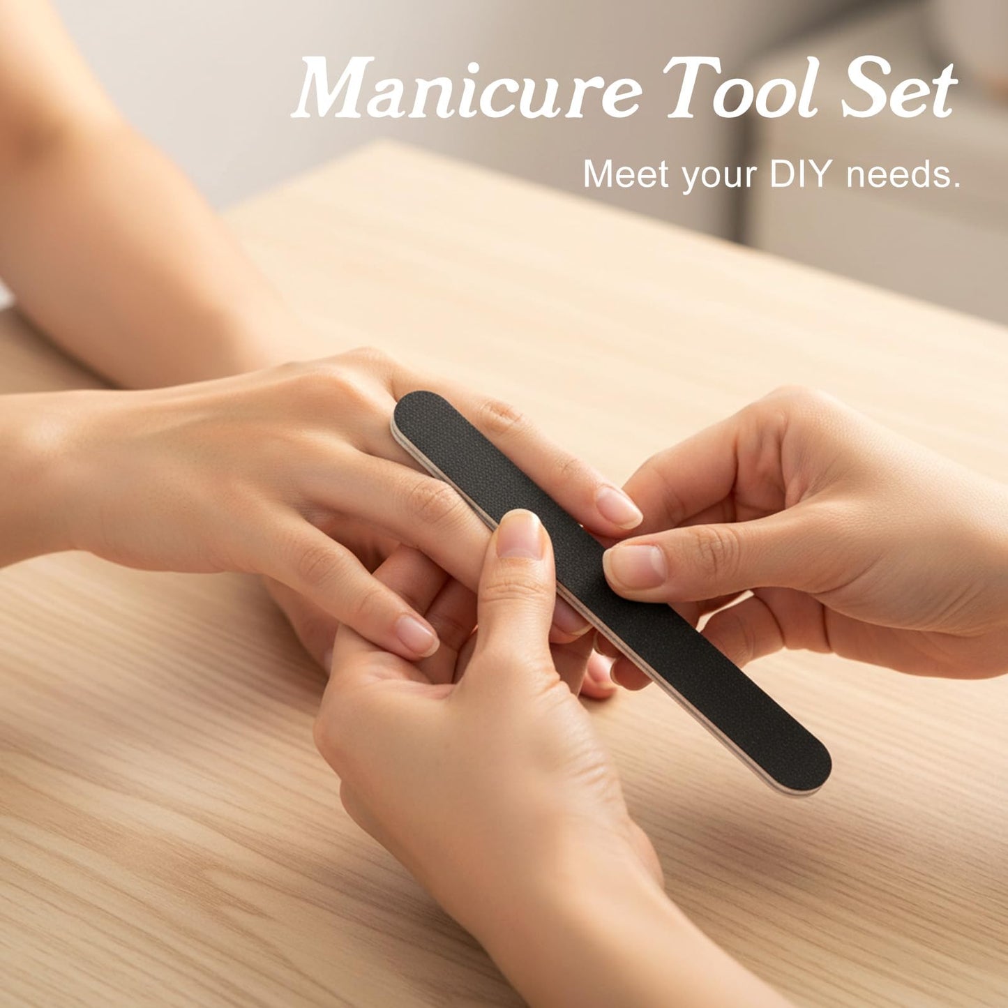 80 Sets Disposable Manicure Kit Basics 4 Piece Nail Kit for Travel,Handle Grip Brush,Mini Nail Buffer Nail File and Wood Stick for Gifts Salon Home Professional (Black)