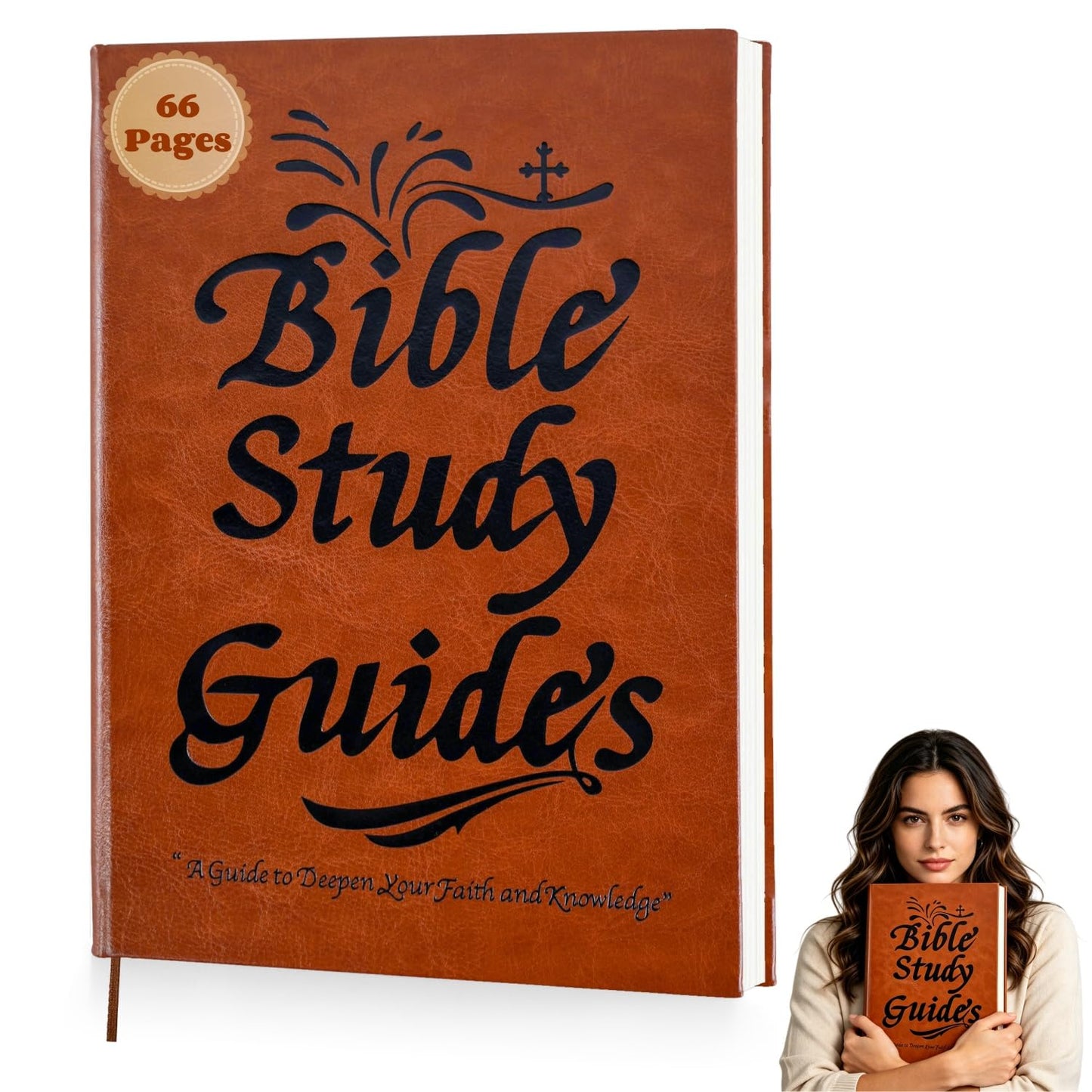 Bible Study Guide for Women - 66 Page Daily Devotional Journal Book - 2026 Bible Study Journals Planner Leather - Scripture Summaries & Daily Reflections - Christian Gift Ideas for Beginners, Men