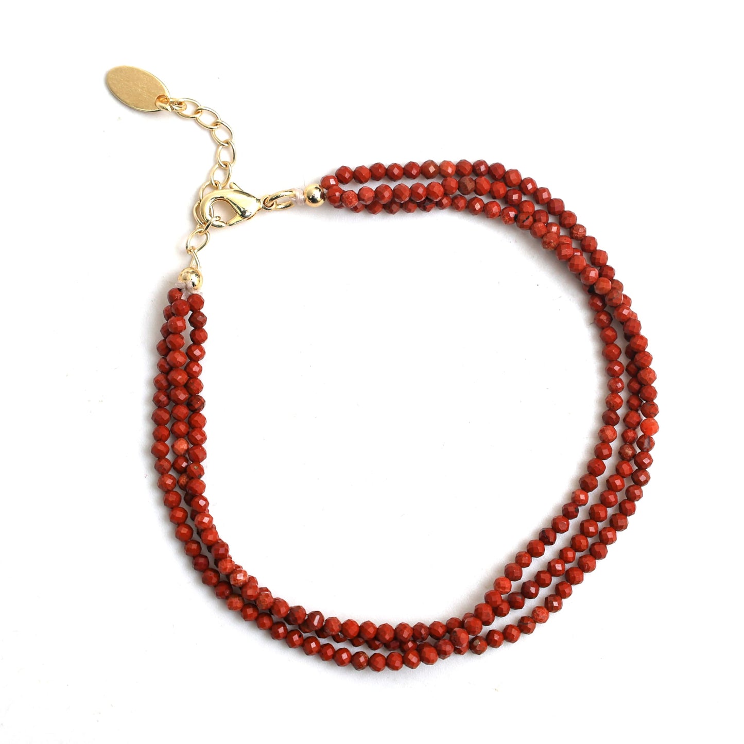 Gempires Red Jasper Multi Strand Beaded Bracelet for Women | Handmade Lightweight Gemstone Jewelry | Hypoallergenic Gold Plated Adjustable Bracelet | Stylish Everyday Wear Gift