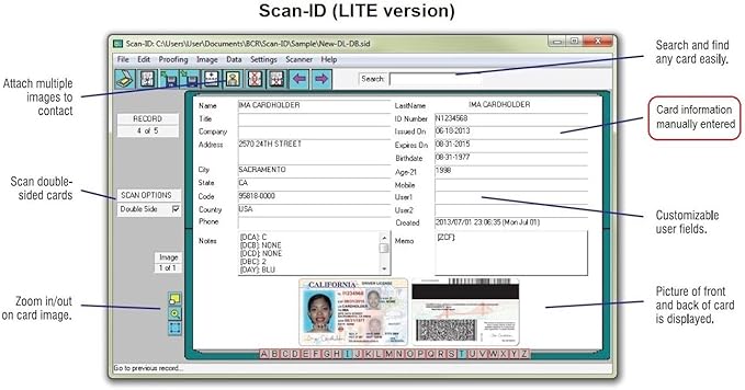 Duplex Medical Insurance Card and ID Card Scanner (w/Scan-ID LITE, for Windows)