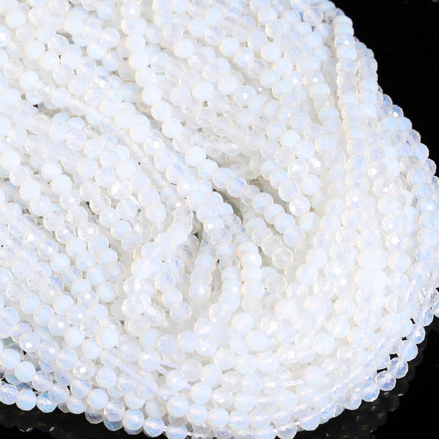 Song Xi 120pcs 3mm Natural Opal Gemstone Beads Faceted Round Loose Stone Beads for Jewelry Making (1 Strand)