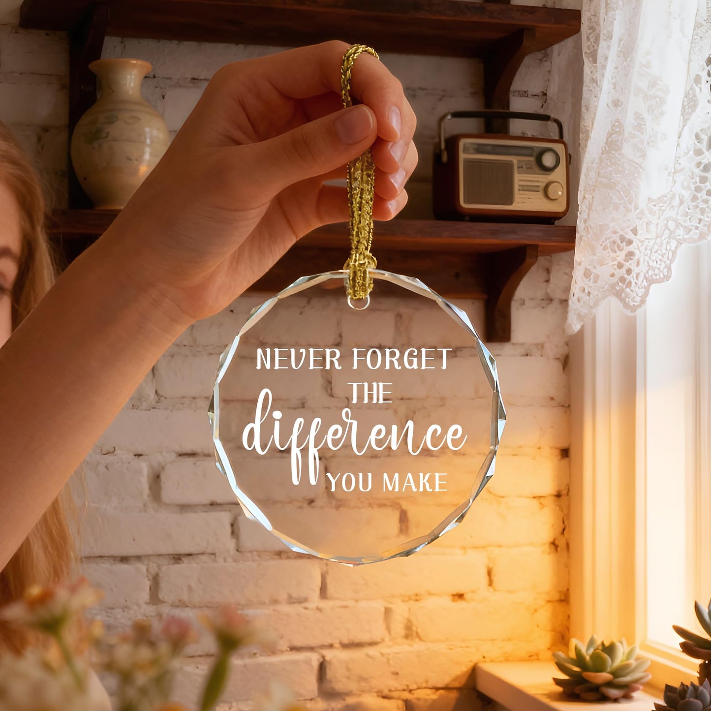 Never Forget The Difference You Make, Leaving Gifts for Colleague, Thank You Gifts, Teacher Gift, Friend Gift, Crystal Christmas Ornament
