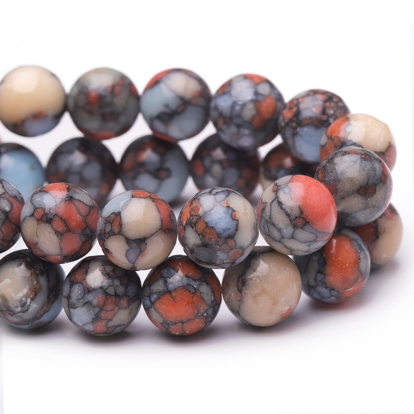 Chicager Natural Stone Beads for Jewelry Making,8mm Colorful Imperial Jasper Polished Smooth Round Gemstone Beads for Bracelet Necklace 15 Inch
