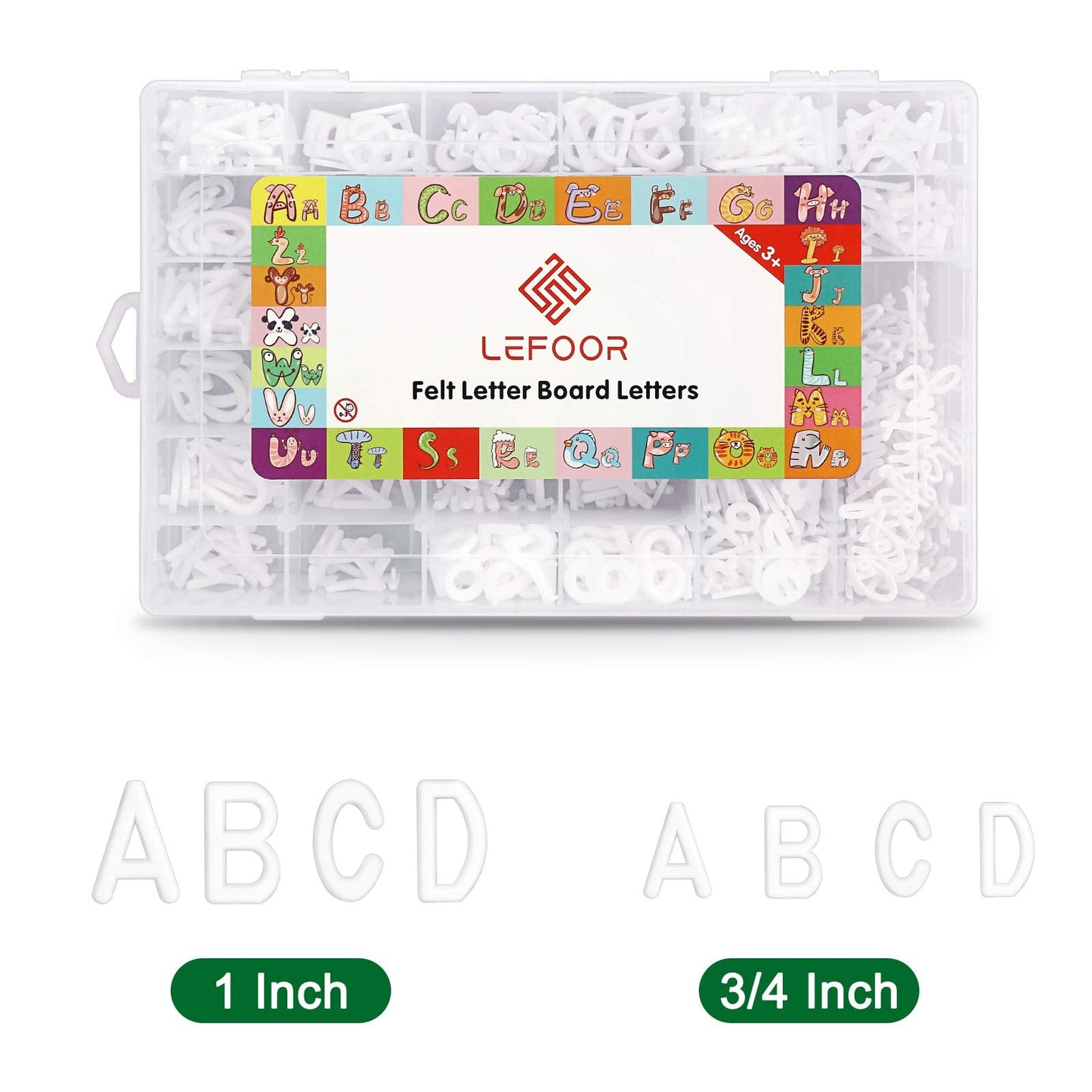 Letter Board Letters Only,646 PRE-Cut Characters (3/4 and 1 Inch,White) with Sorting Tray,Felt Letter Board Letters (Choice B)