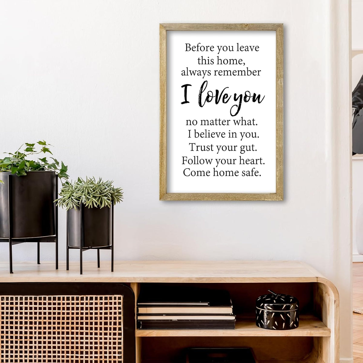 Before You Leave This Home Sign Wall Decor 16x11 Inch I Love You Inspirational Entryway Wood Framed Wall Hang Art (Wood)