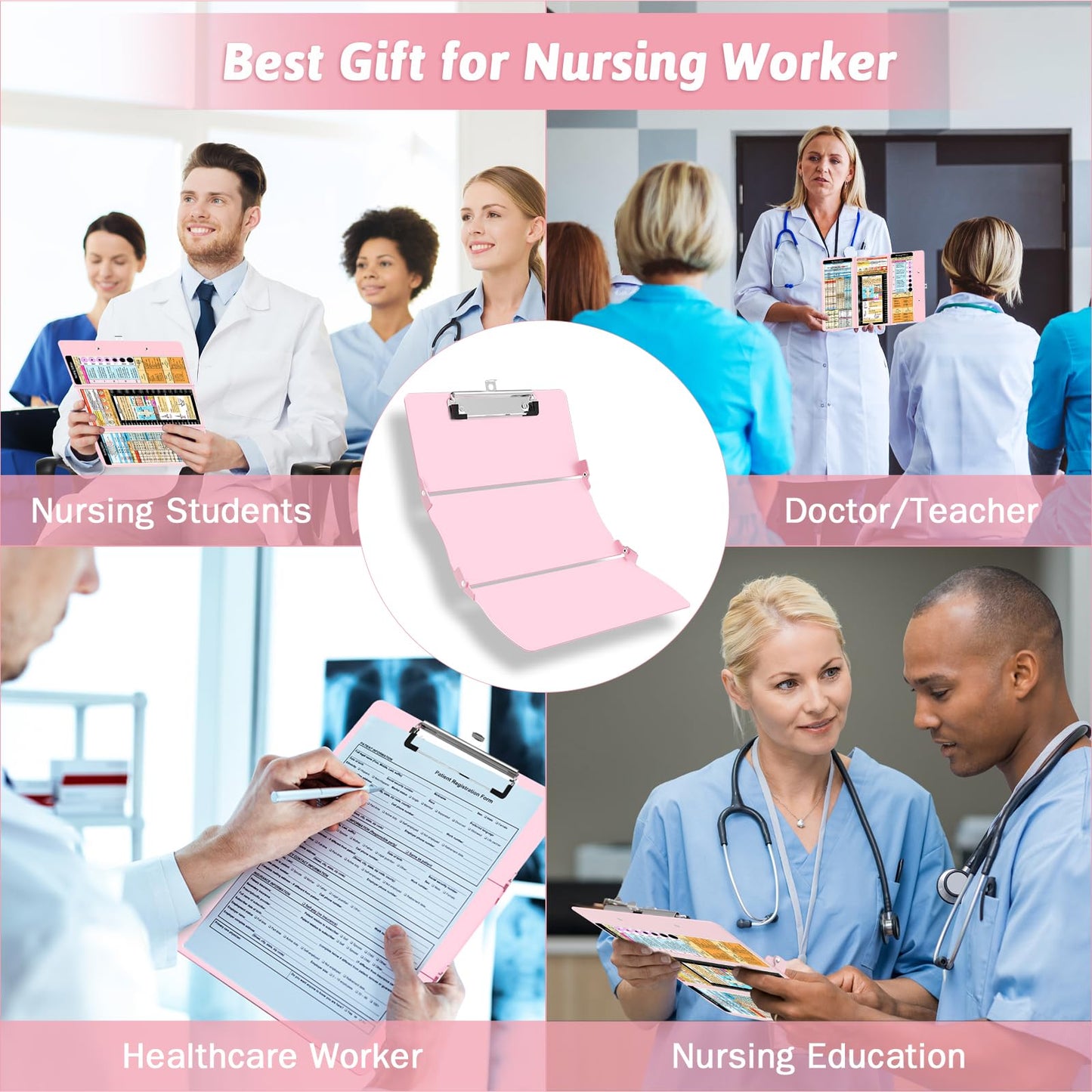 Nursing Clipboard Foldable Clipboard Medical: Edition Cheat Sheets Aluminum 3 Layers Foldable Clipboards Nursing Pocket Size Profile Clip Nurse Clipboards Notepad for Nurses Students and Doctors