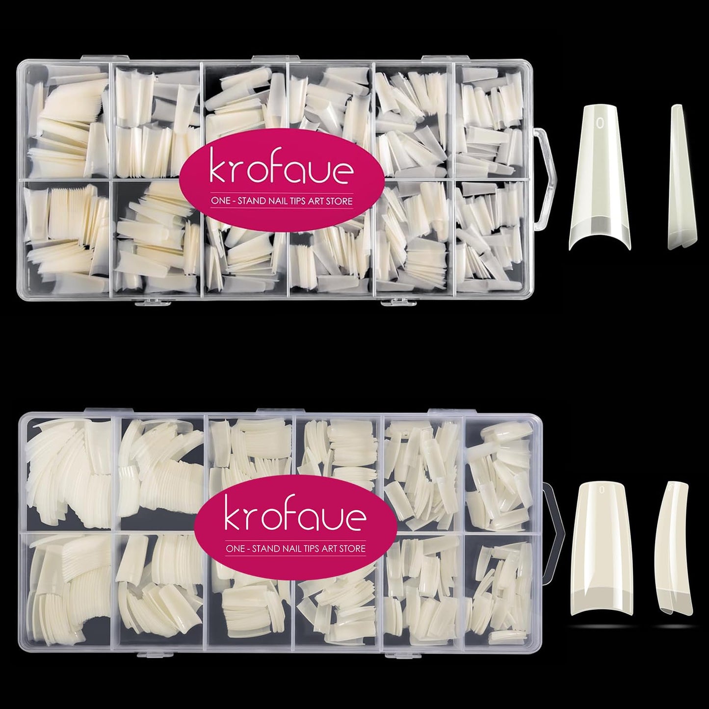 krofaue 504PCS French Nail Tips & 600PCS Half Cover Coffin False Nails