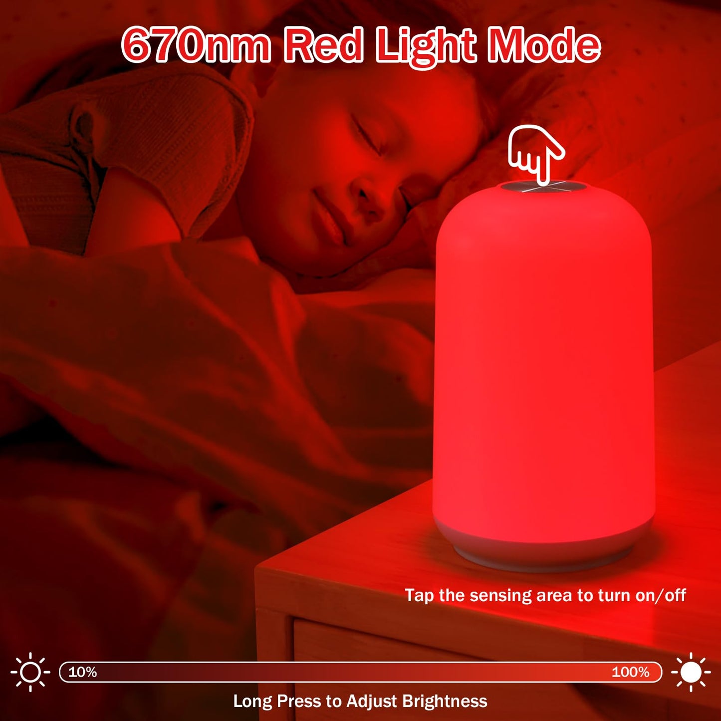 Streamlet 670nm Red Light Night Light for Sleep with Timer, Rechargeable, Dimmable, Sleep Aid Lamp Blue Light Blocking for Improve Sleep, Deep Relaxation, Meditation, Yoga