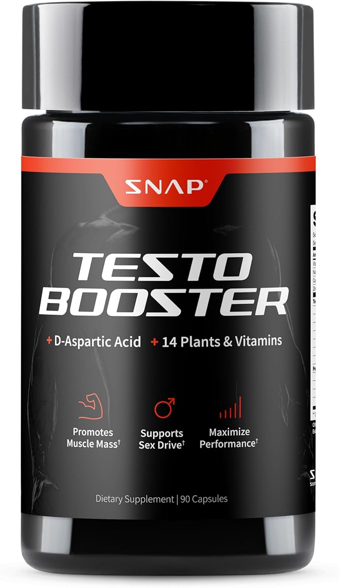 Snap Testosterone Booster for Men - Promotes Muscle Growth, Booster for Men, Enhancing Natural Energy, Stamina and Strength, 90 Capsules
