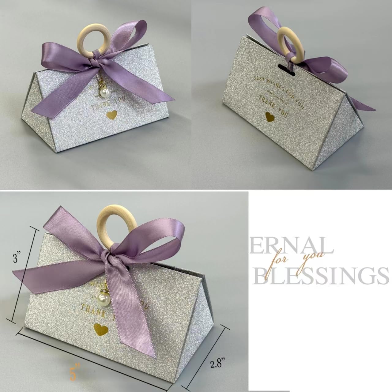 ZJSXINDI 15 Pcs Favor Boxes Gift Wrap Boxes Silver Flash Gift Box 5"x 3" For Party Favor, Weddings, Bridal Showers, Bridesmaids... Gift Wrap Boxes Bulk for Crafting (Purple)