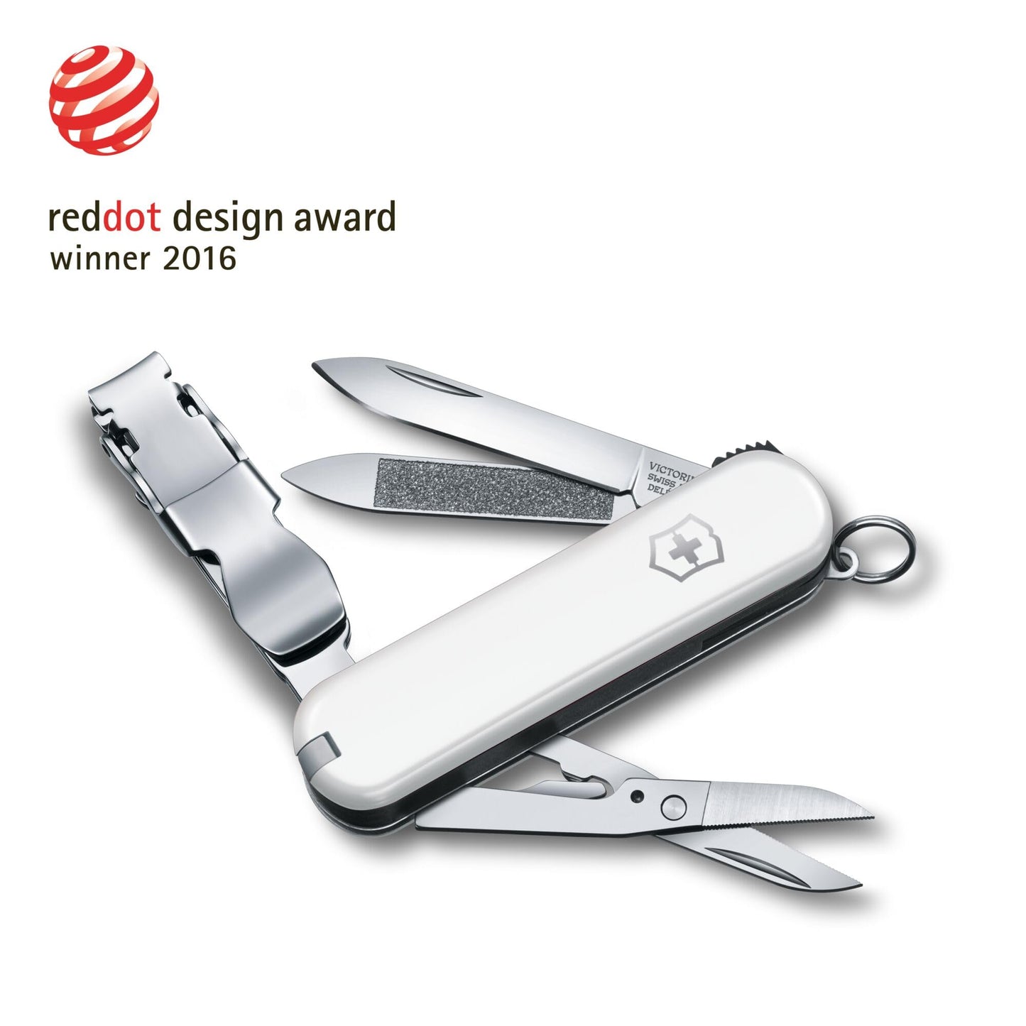 Victorinox Nail Clip 580, 8 Functions, Swiss Made Multi-Tool with Nail File, Nail Cleaner and Small Blade - White