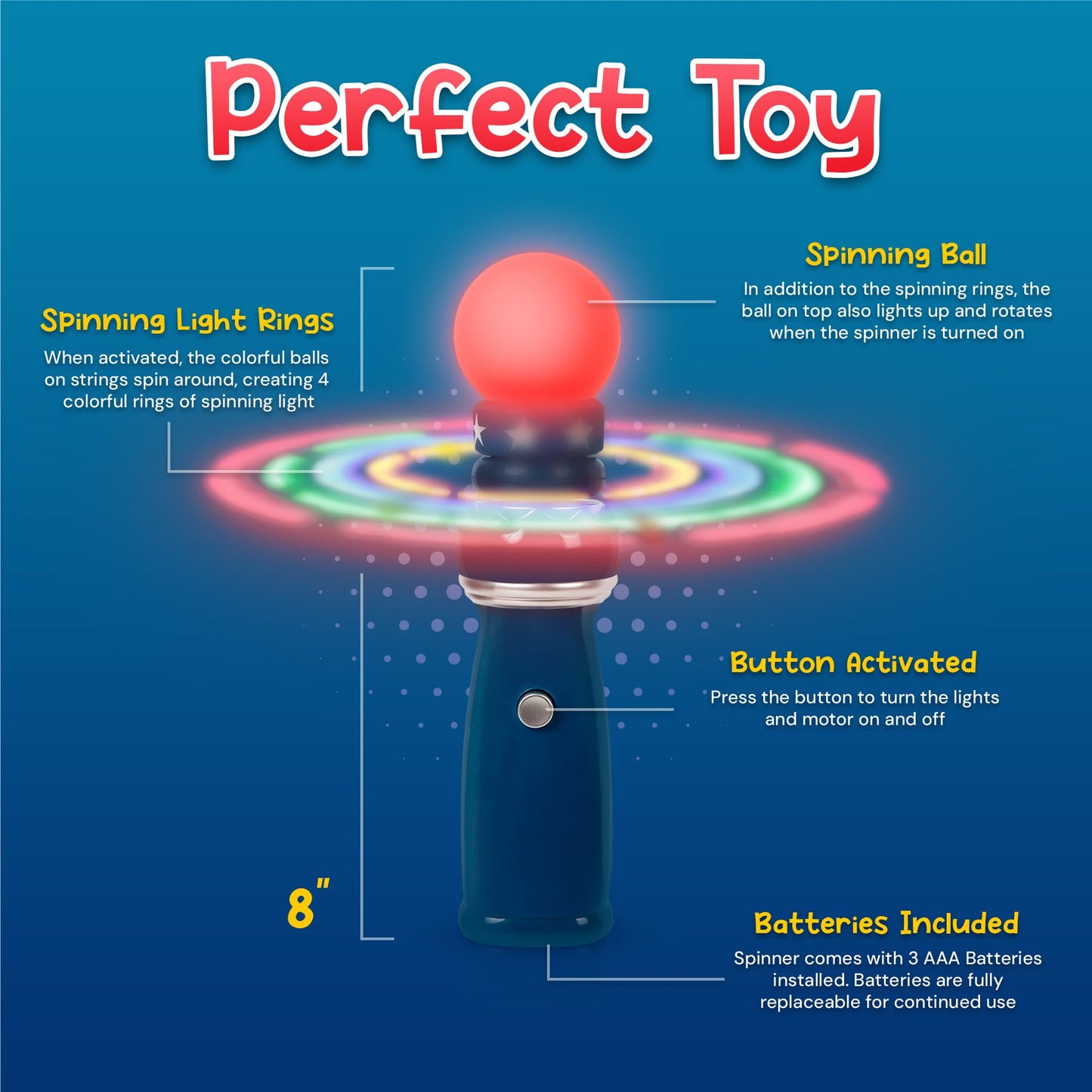 Windy City Novelties Hand-Held LED Light Up Galaxy Spinner - Colorful Flashing Lights for Parties, Events, and Fun
