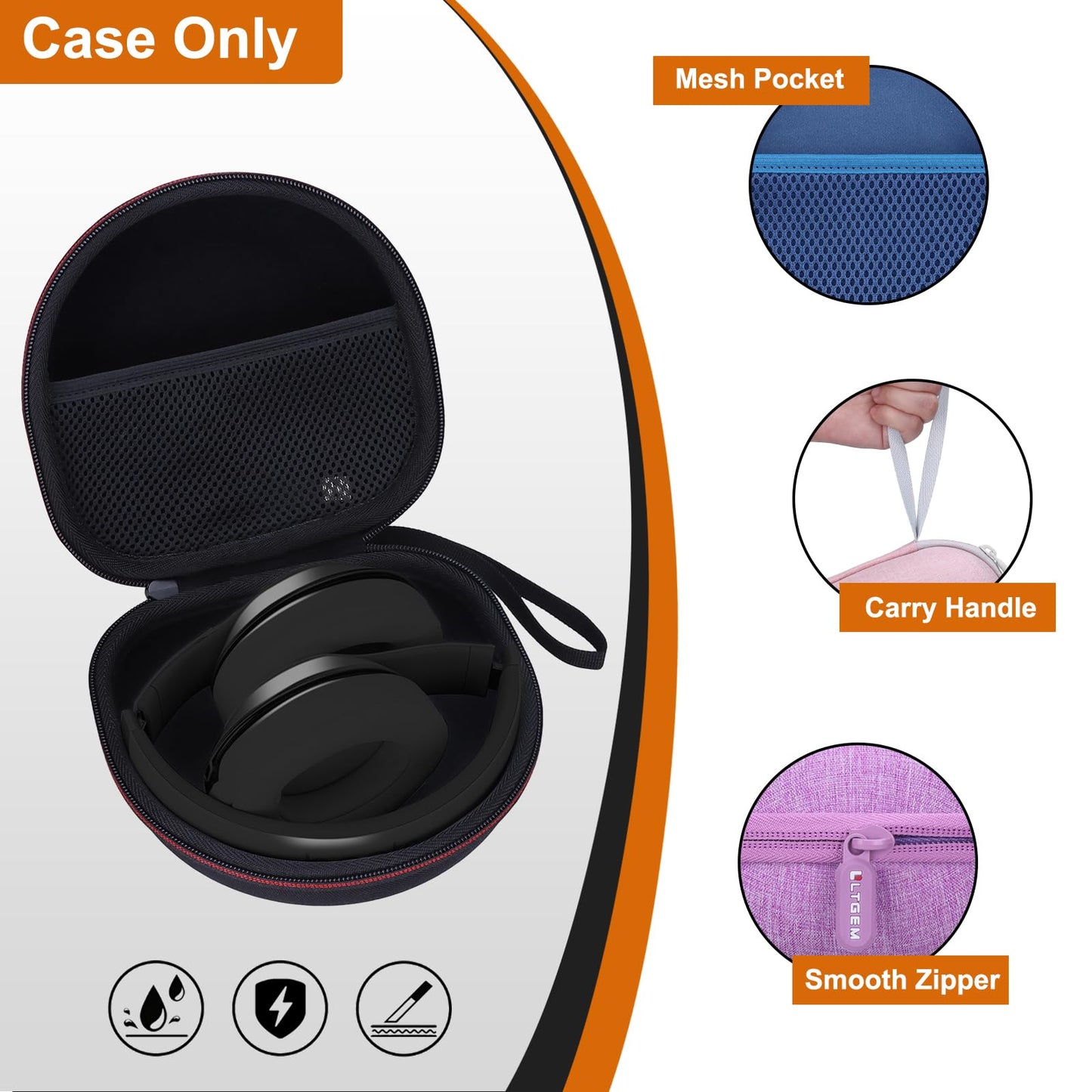 Headphone Case Compatible with Glynzak/BERIBES/TOZO/KVIDIO/Beats/Soundcore Anker/JBL Noise Cancelling Over-Ear Headphones, Rose Gold
