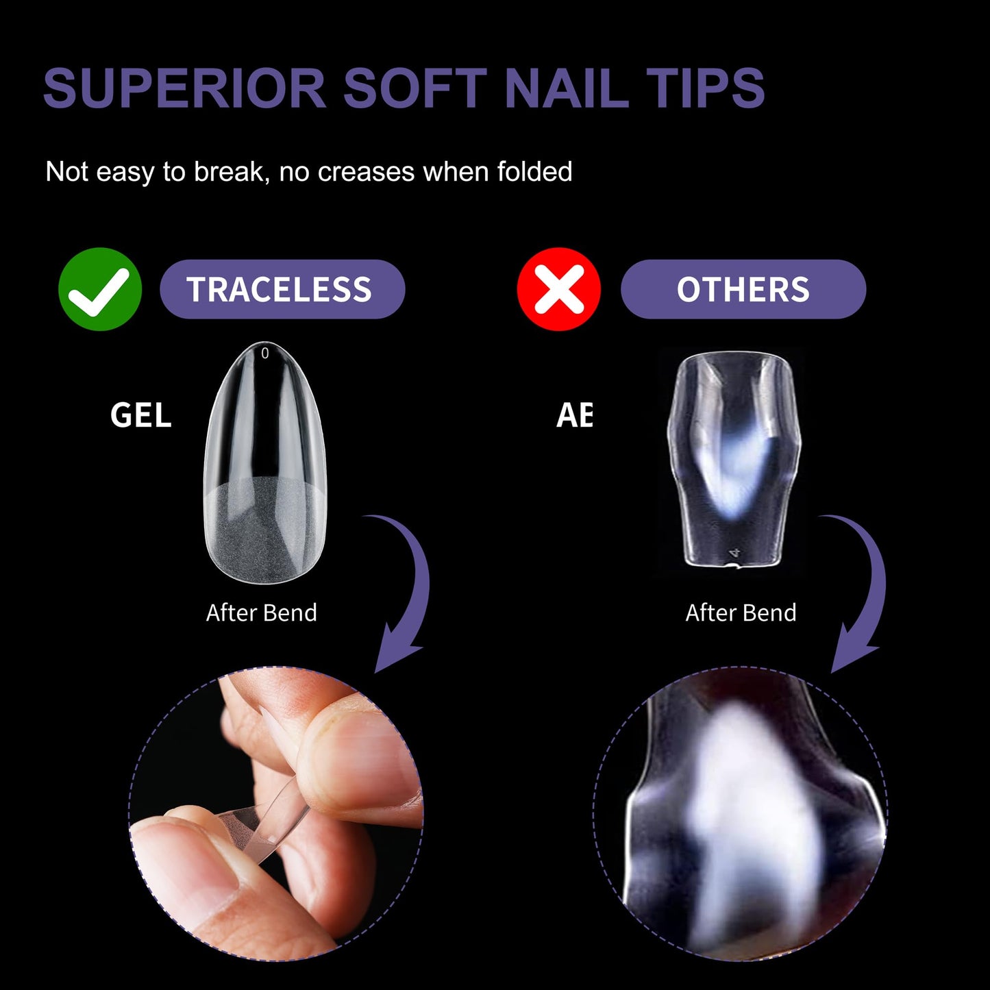Half Matte Medium Almond Fake Nail Tips, Soft Gel Pre-Shaped Nail Tips, Full Cover False Nails with Clear Box for Nail Salons and DIY Nail Art, 600PCS/12 Sizes