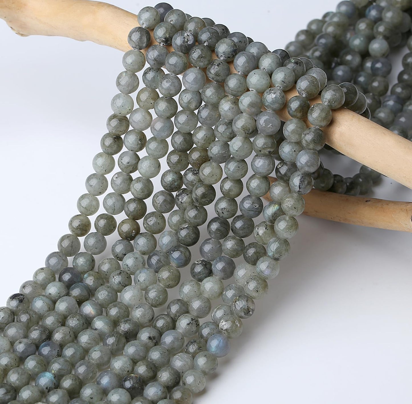NUKAYAI Natural Labradorite Beads 100Pcs 8mm Crystal Beads Round Grey Moonstone Bead for Bracelet Necklace Earrings Jewelry Making