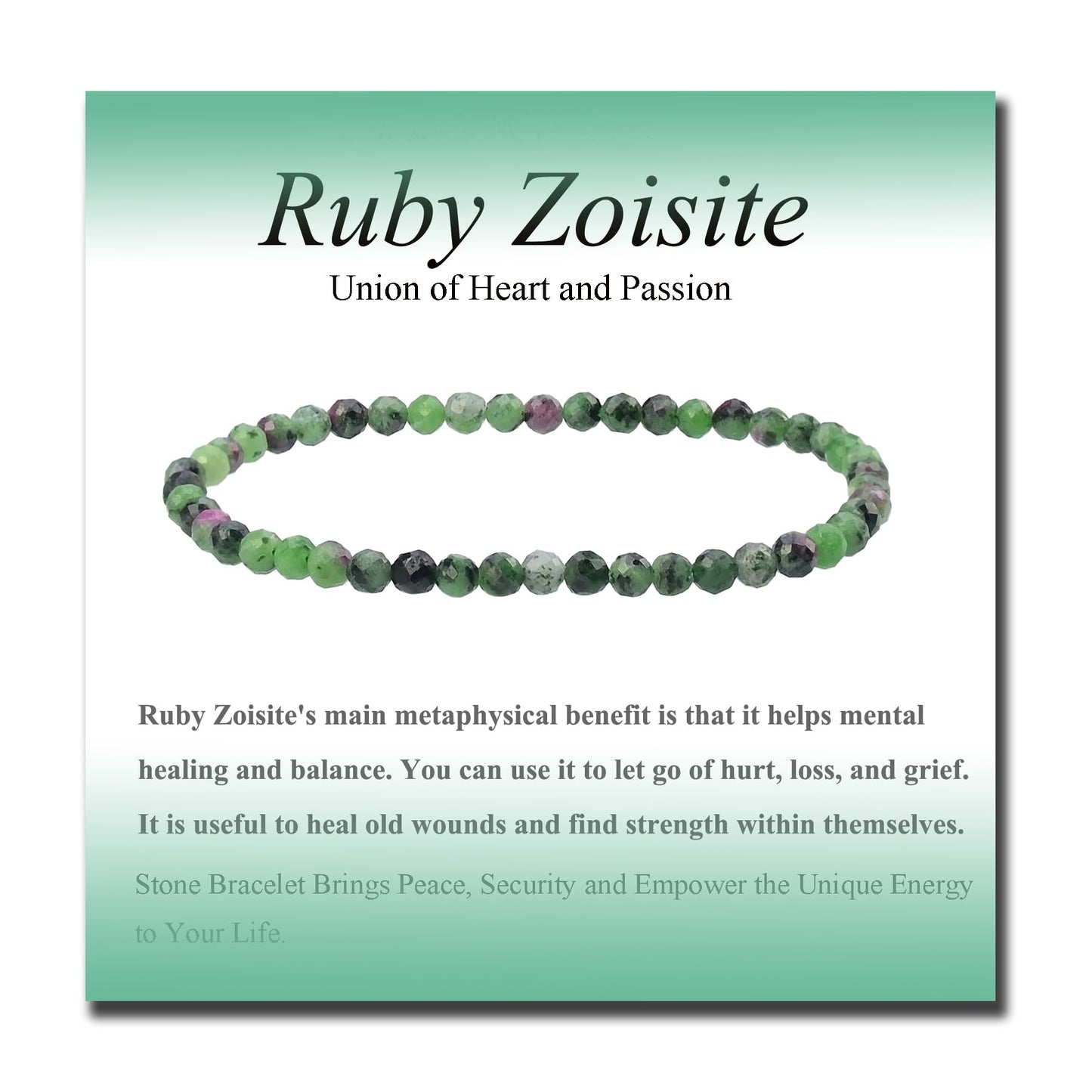 MASSIVE BEADS Natural Genuine Gemstone Beads Healing Crystal Chakra Reiki Jewelry Faceted Round Beads Bracelets (Ruby Zoisite, 3mm)