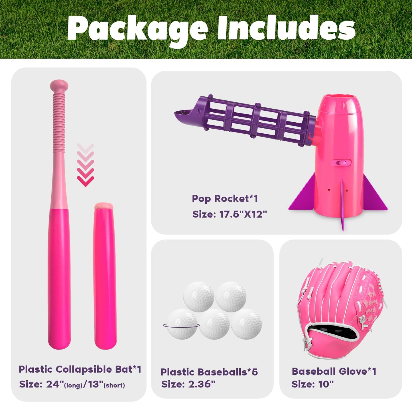 NIBBaNACAL Kids Baseball Pitching Machine, Pop-Up Baseball Popper for Hitting Practice, Auto Pop & Pitch Trainer Set with Bat, Balls & Glove, Backyard T-Ball Toy, Ages 5-10
