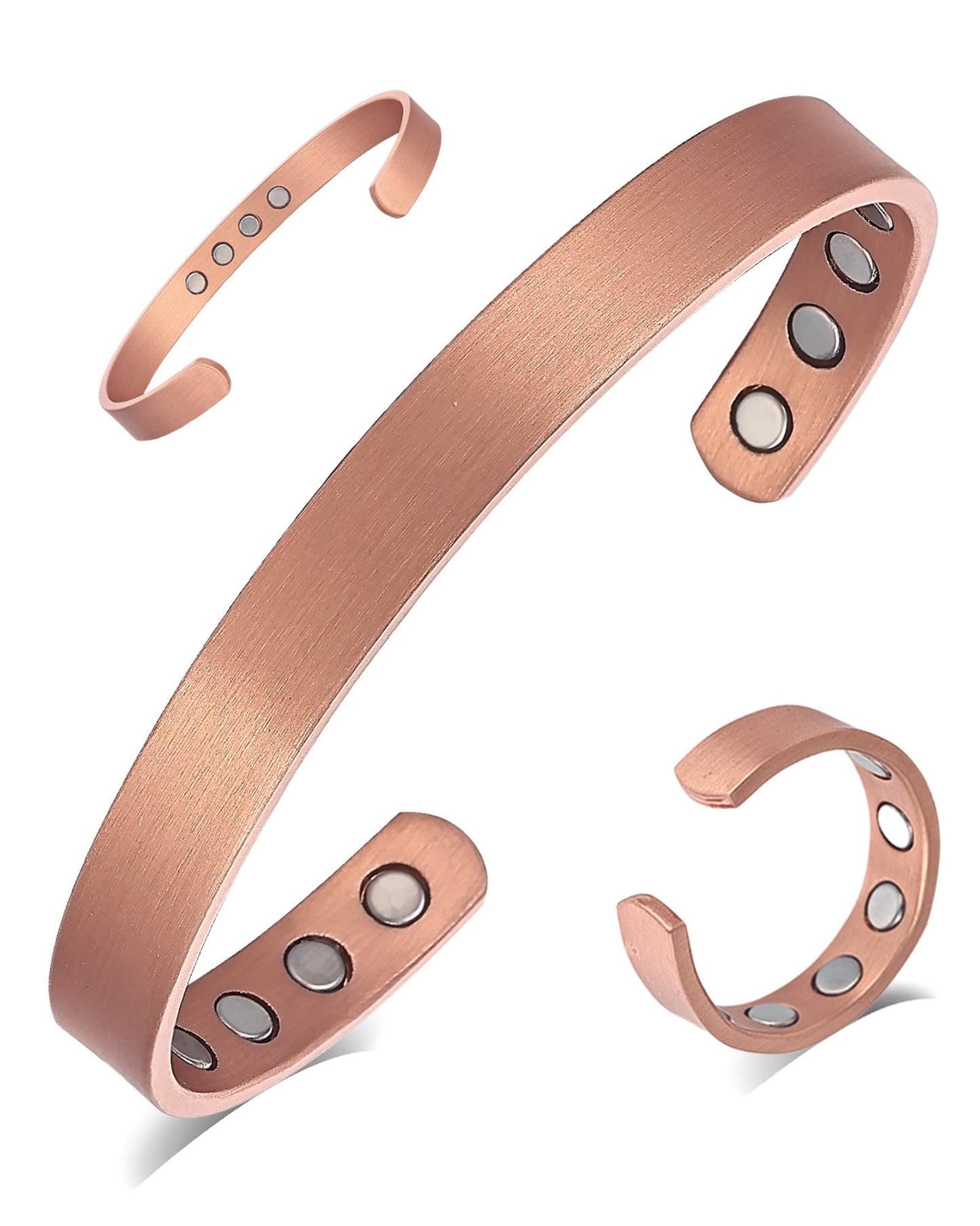 MagEnergy Copper Bracelet & Lymphatic Drainage Ring for Men Women, 99.9% Pure Copper Magnetic Bangle with 3500 Gauss Magnets, Adjustable Copper Cuff Jewelry Gift