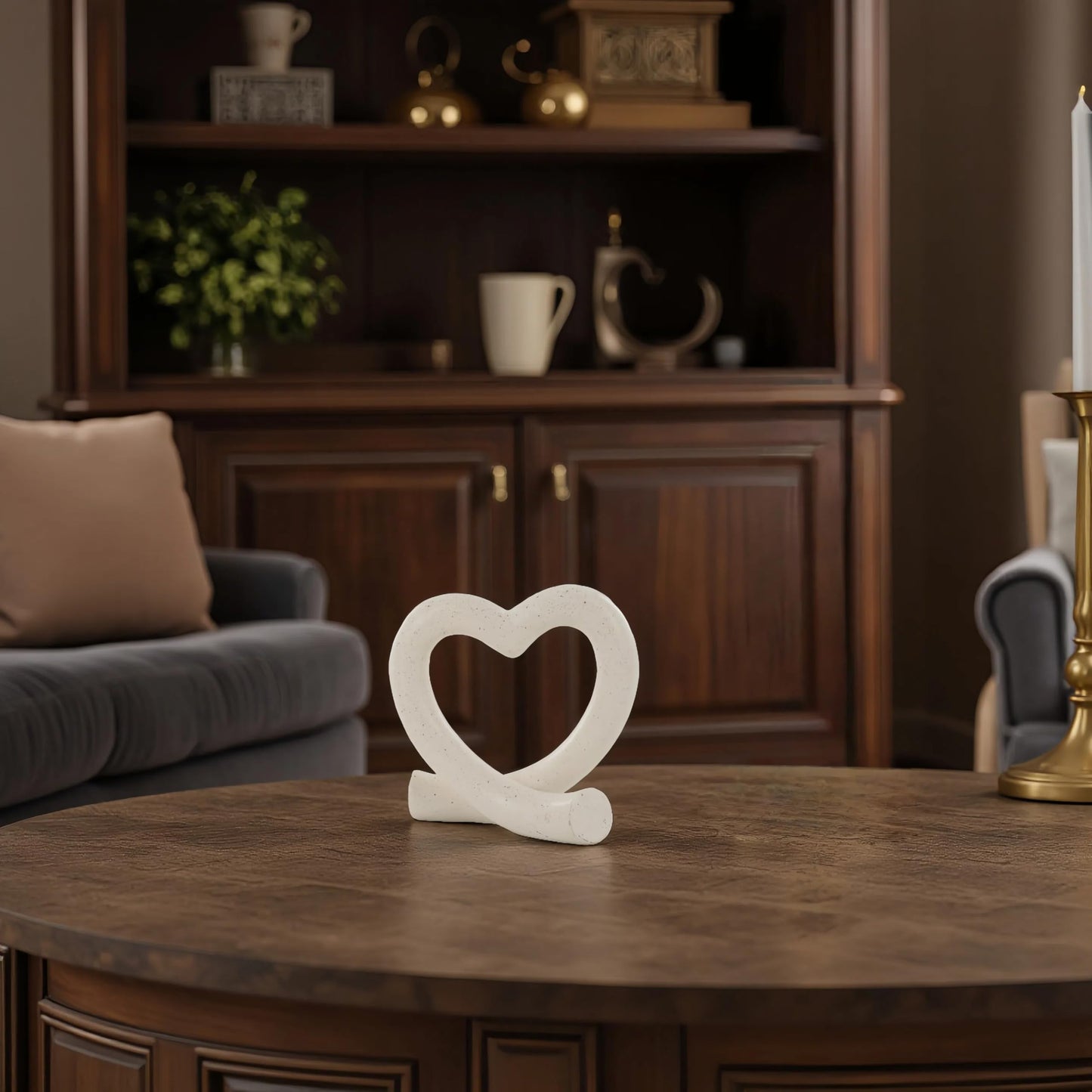 Lescafita Heart Decor Sculpture, Love Heart Statue Minimalist Modern Home Decor for Living Room Bedroom Desk Shelf Coffee Table, Romantic Meaningful Gift