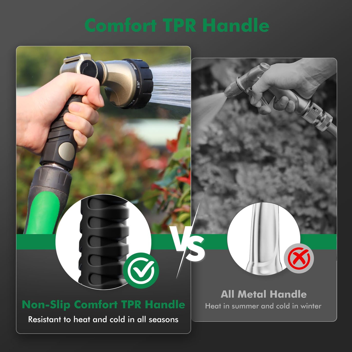 RESTMO Heavy Duty Hose Nozzle, Metal Garden Water Hose Sprayer with 7 Watering Patterns, Thumb Control, On Off Valve, High Pressure Nozzle Sprayer for Watering Plants, Car and Pet Washing, Bronze