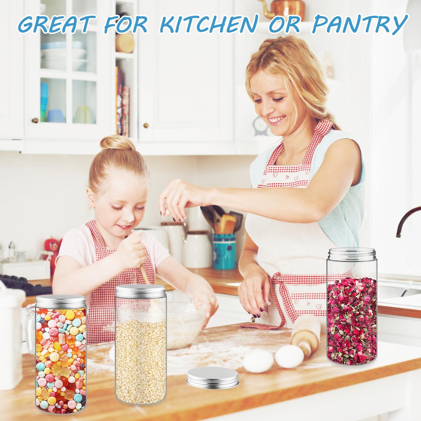6 Pack 16 Ounce/500ml Plastic Jars Clear Slime Containers Wide Mouth Mason Jars Storage Containers with Screw Lids for Household Home Kitchen