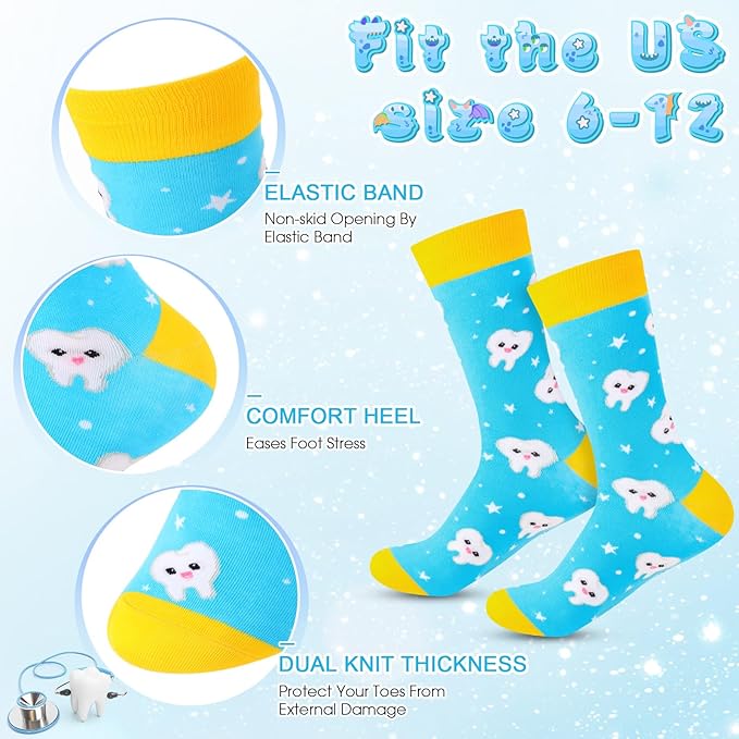 Umigy 2 Pcs Dental Assistant Gifts 2025 Dental Hygienist Appreciation Gifts 20 oz Teeth Print Tumbler with Lid and Sock for Women for Nurse Week Appreciation Dentist Christmas Birthday(Blue)