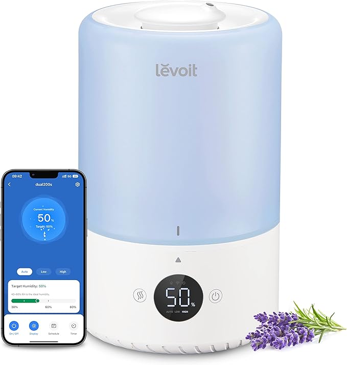 LEVOIT Dual 200S Smart Humidifiers & Top Fill Humidifier Replacement Filters & Air Purifiers for Bedroom Home