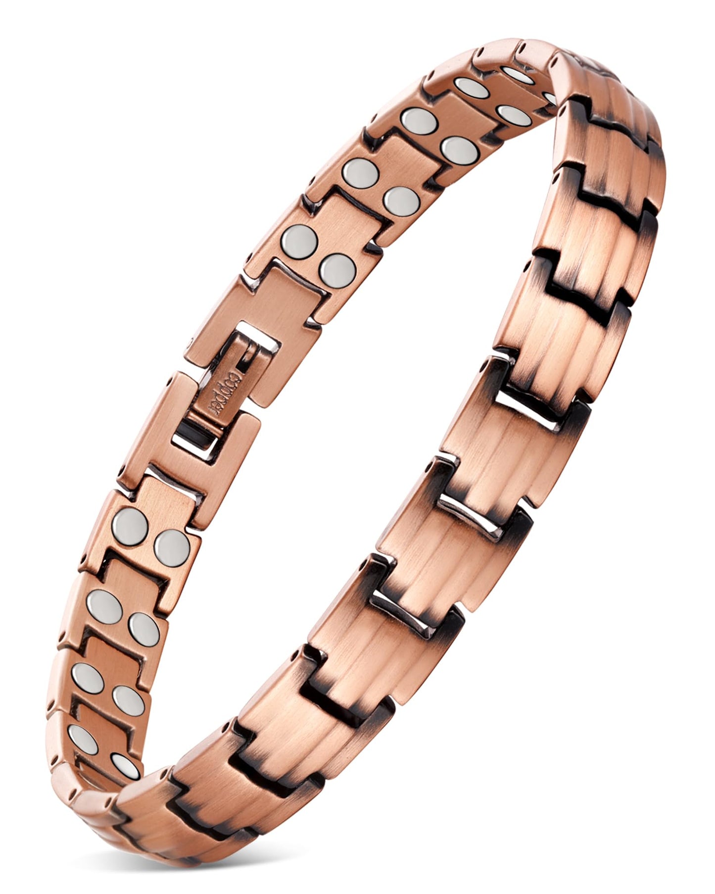Feraco Copper Bracelets for Women, 2X Ultra Strength Magnetic Bracelet with 3500 Gauss Magnets, Adjustable with Sizing Tool, 99.99% Pure Copper Jewelry