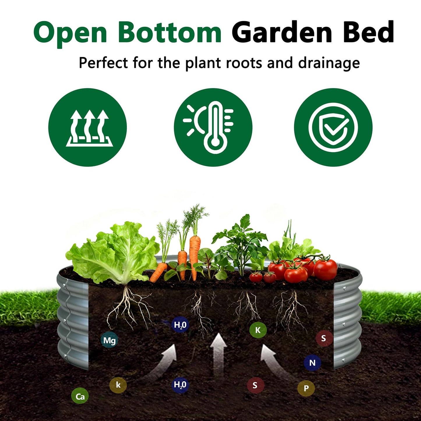 zizin 2 Pack Galvanized Raised Garden Bed Metal Round Raised Garden Beds Outdoor Planter Box for Vegetables (2FT, Silver)
