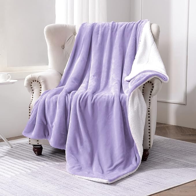 SOCHOW Sherpa Fleece Throw Blanket, Double-Sided Super Soft Luxurious Plush Blanket Throw Size, Lilac, 50x60 inches