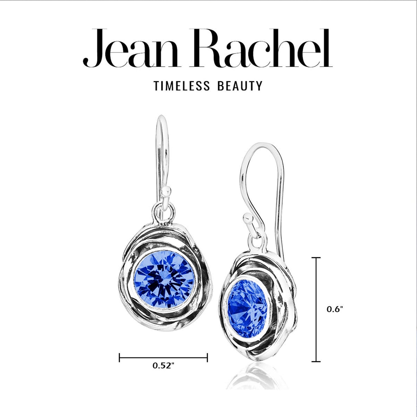 JEAN RACHEL JEWELRY 925 Sterling Silver Tanzanite CZ Drop Earrings