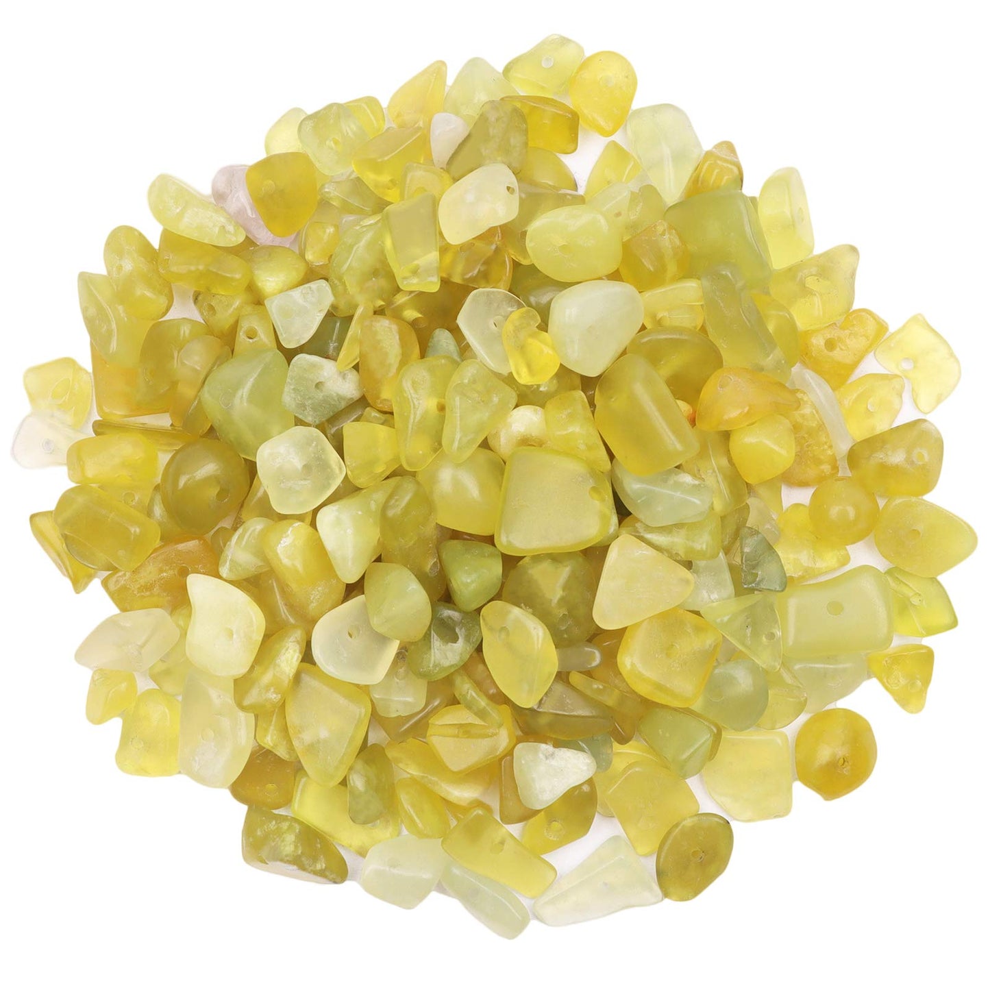 500 pcs Natural Chip Stone Beads, Lemon Stone 5-8 mm Irregular Gemstones Healing Crystal Loose Rocks Bead Hole Drilled for Jewelry Making Bracelet