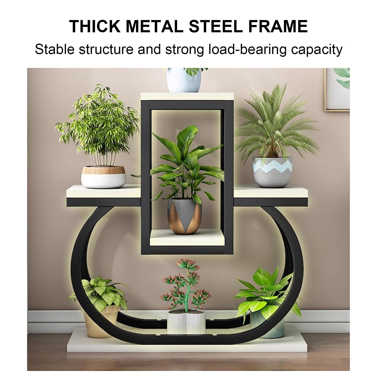 DJVHSRI 4-Tier Iron Flower Stand - Heart-Shaped Indoor Plant Display Rack Corner Storage for Garden Balcony and Courtyard - Stylish Metal Flower Pot Holder,7