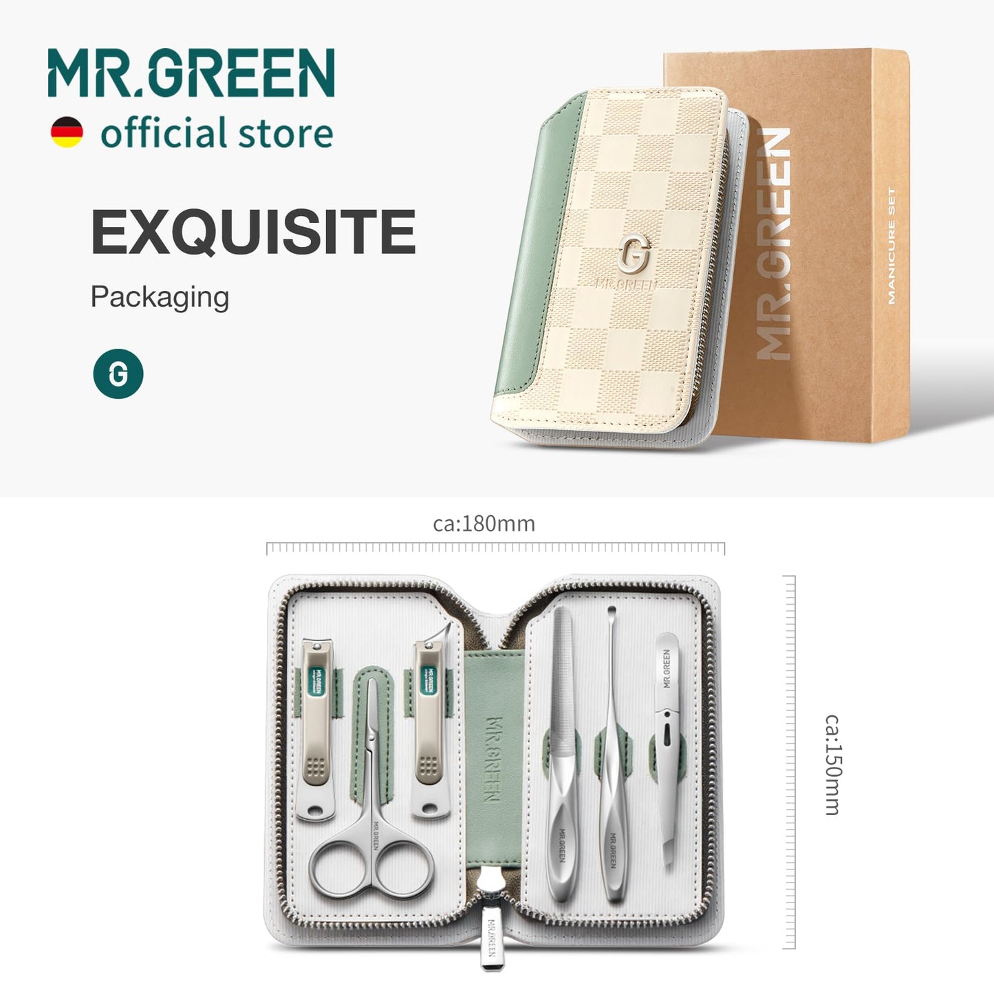 MR.GREEN Manicure Sets Light Luxury Nail Clipper Kits Personal Care Tools Fashion Contrasting PU Case (Mr-8884)