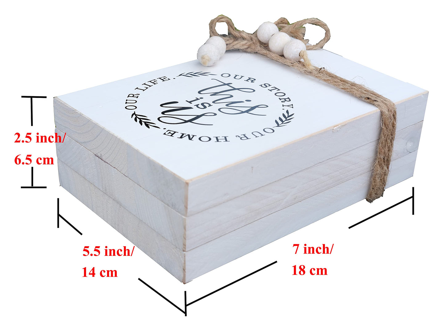 LIVDUCOT Wood Decorative Books Stack Rustic Home Decor Stack White Wooden Books for Modern Home Decor,Shelf,Mantle or Tray This is Us Our Life Our Story Our Home 7X 5.5X 2.5'