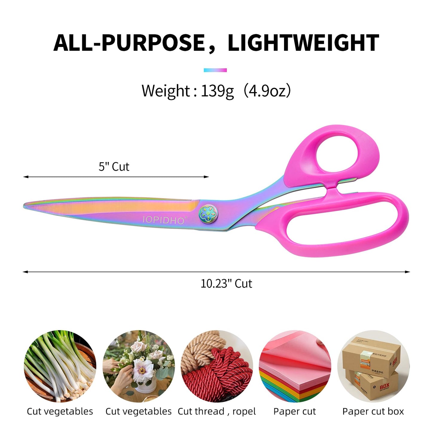 Fabric Scissors Stainless Steel Multi-Purpose shearswith Professional Titanium Coating forfor cutting clothes Leather Sewing Home and Office10 in (10-inch)
